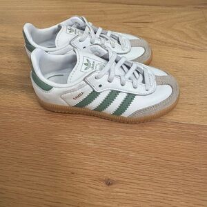 Adidas Kids Samba Sneakers in White and Green